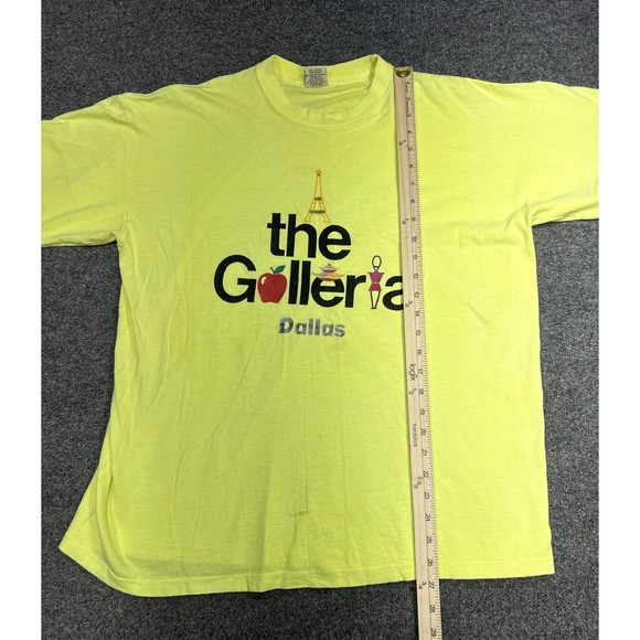 Vtg 90's The Golleria Mall Dallas Yellow Graphic T-Shirt Single Stitch Size XL - Picture 7 of 8